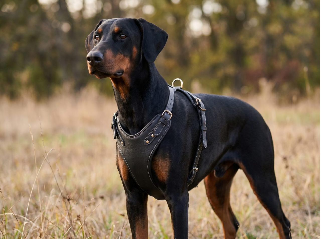 Chest-panel dog harness developed to buyer specification
