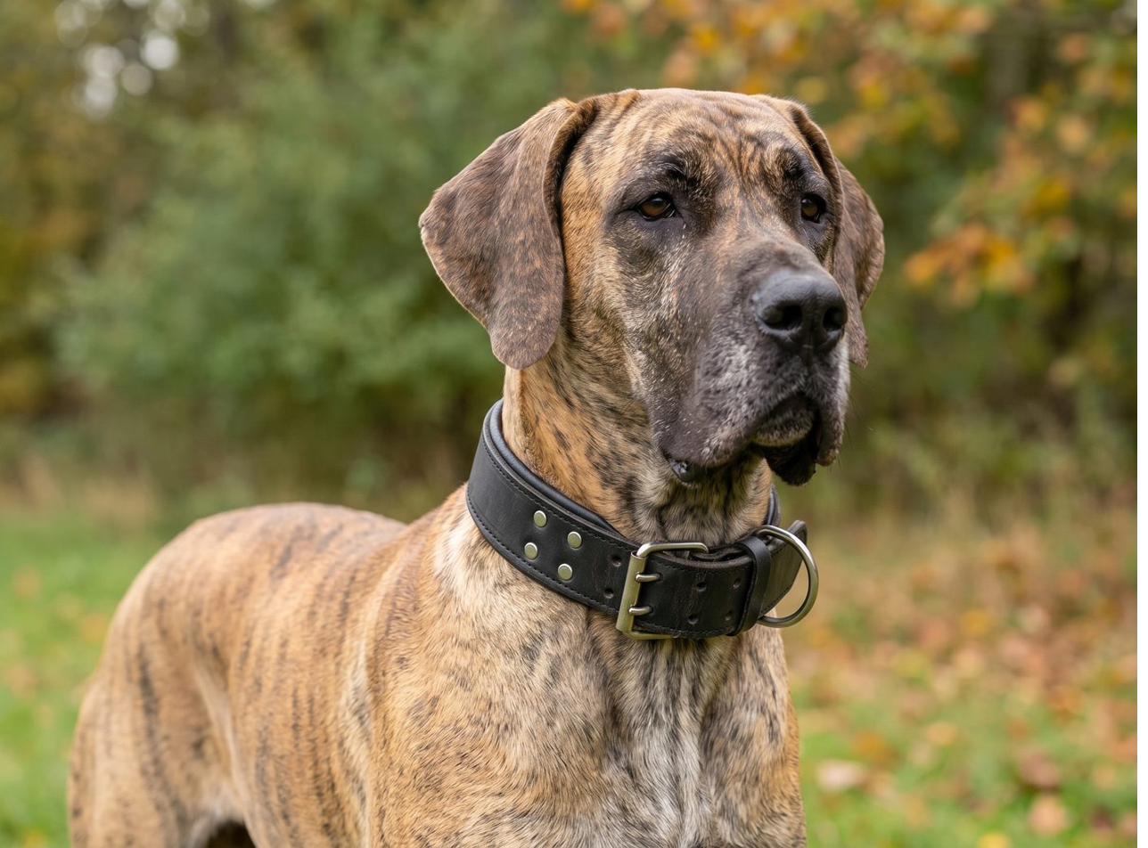 Private-label leather dog collar with roller buckle