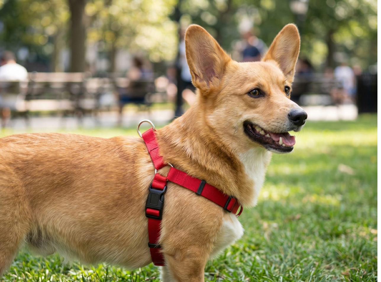 Webbing dog harness with hardware